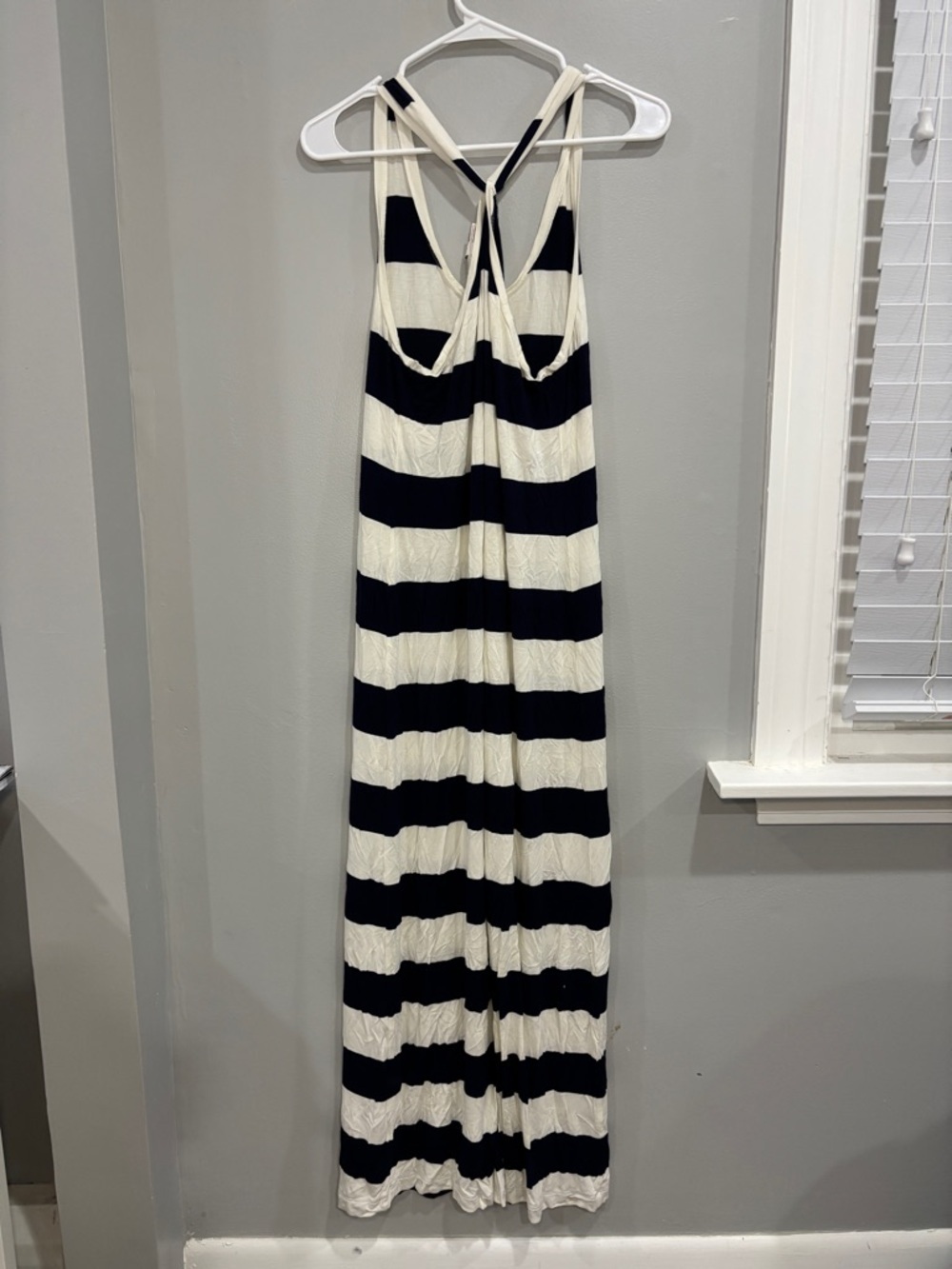Maternity Gap Blue and white striped racerback maxi dress small - Picture 3 of 4